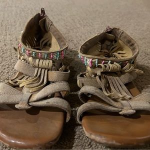 girls bohemian sandals, worn, size 3 in kids